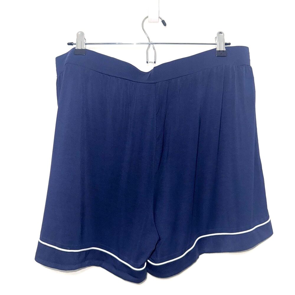 Cozy Earth Bamboo Stretch Knit Short Sleeve Pajama Set - Navy/White XL - Picture 11 of 13